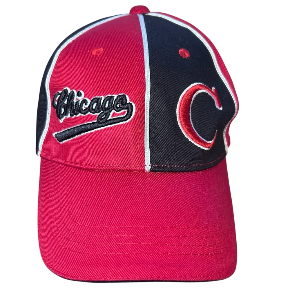 Chicago colorblock baseball hat red‎ black white flex fit 57 cm embroidered